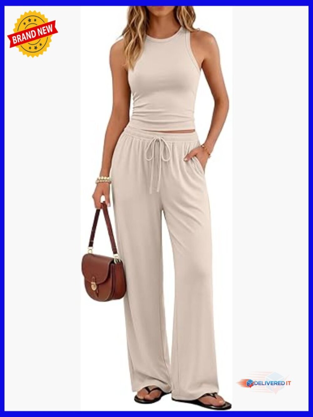 2 Piece Lounge Set Butter Soft Tank Top & Wide Leg Pants with Pockets